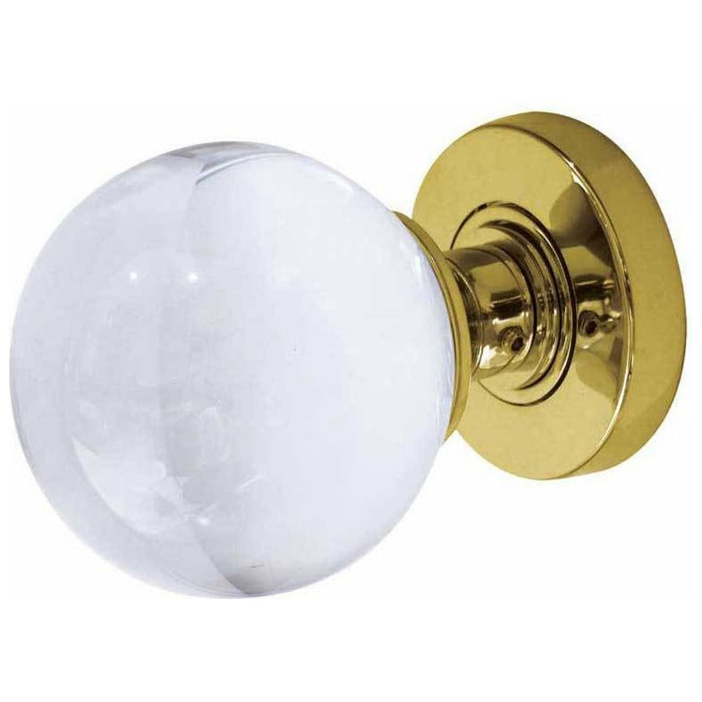 Jedo - Plain Ball Glass Door Knob - Polished Brass- JH5201PB - Choice Handles
