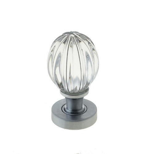 Jedo - Pumpkin Glass Door Knob - Satin Chrome - JH5202SC - Choice Handles