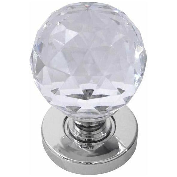 Frelan - Faceted Glass Mortice Door Knob - Polished Chrome - JH5255PC - Choice Handles