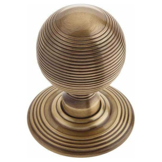 Frelan - Reeded Mortice Door Knob  - Antique Brass - JR8MAB - Choice Handles