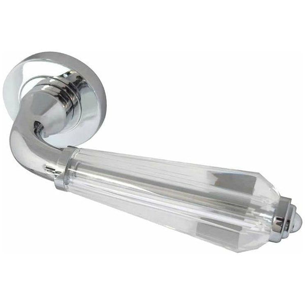 Frelan - Fluted Glass Door Handles On Round Rose - Polished Chrome - JH5312PC - Choice Handles