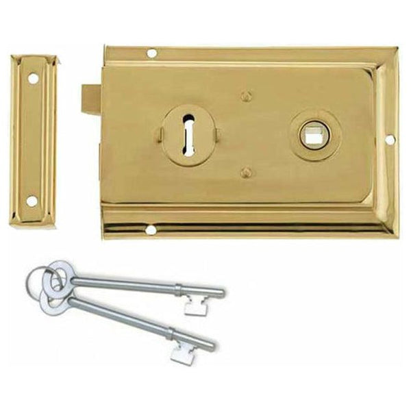 Frelan - Reversible Rim Lock 152mm x 102mm - Polished Brass - JL180PB - Choice Handles