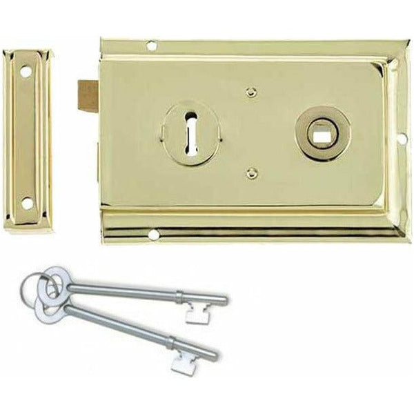 Frelan - Reversible Rim Lock 152mm x 102mm - Electro Brass - JL185EB - Choice Handles
