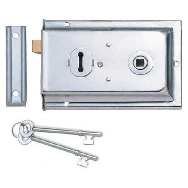 Frelan - Reversible Rim Lock 152mm x 102mm - Polished Chrome - JL186PC - Choice Handles