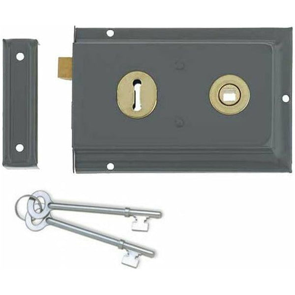 Frelan - Reversible Rim Lock 152mm x 102mm - Grey - JL187GY - Choice Handles