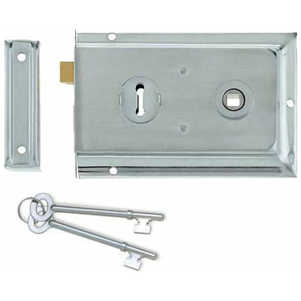 Frelan - Reversible Rim Lock 152mm x 102mm - Satin Chrome - JL188SC - Choice Handles