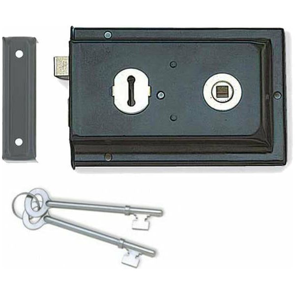 Frelan - Reversible Rim Lock 152mm x 102mm - Black - JL189BL - Choice Handles