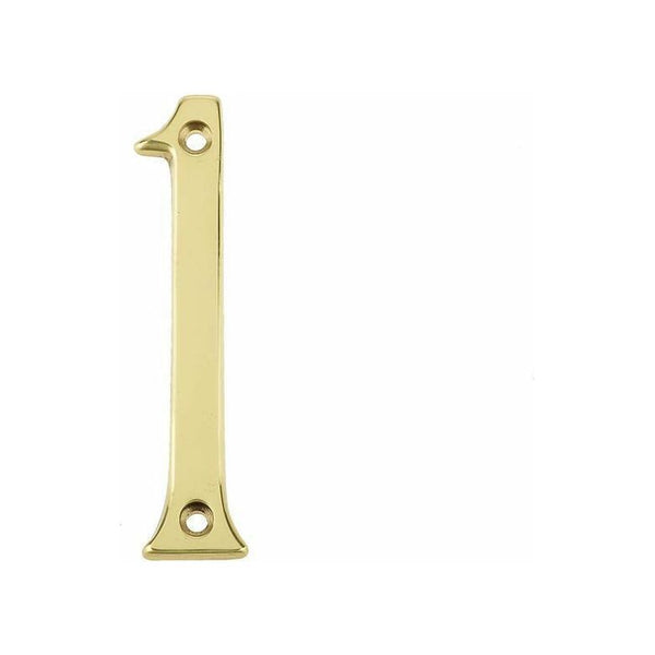 Jedo 75mm Polished Brass Screwfix Numeral 1" - JN-1 - Choice Handles