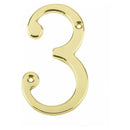 Jedo 75mm Polished Brass Screwfix Numeral 3" - JN-3 - Choice Handles