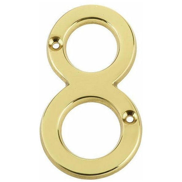 Jedo 75mm Polished Brass Screwfix numeral 8" - JN-8 - Choice Handles