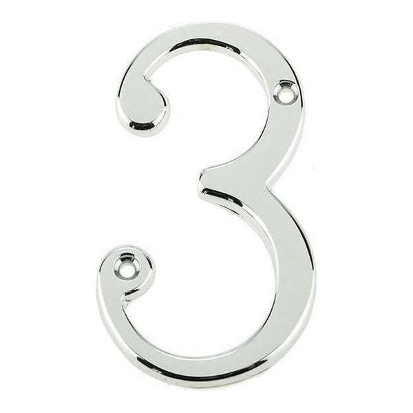 Jedo 75mm Polished Chrome Screwfix Numeral 3" - JNPC-3 - Choice Handles