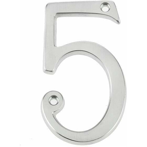 Jedo 75mm Satin Chrome Screwfix Numeral 5" - JNSC-5 - Choice Handles