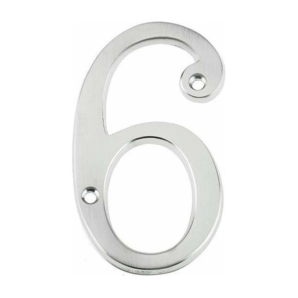 Jedo 75mm Satin Chrome Screwfix Numeral 6"  - JNSC-6 - Choice Handles