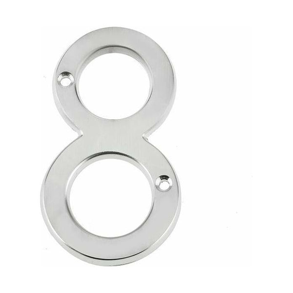 Jedo 75mm Satin Chrome Screwfix Numeral 8" - JNSC-8 - Choice Handles