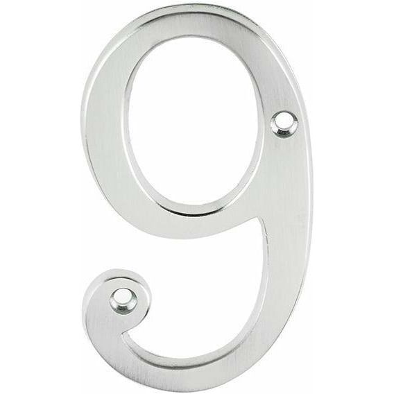 Jedo 75mm Satin Chrome Screwfix Numeral 9" - JNSC-9 - Choice Handles