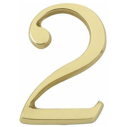 Jedo 60mm Polished Brass Pinfix Numeral 2" - JP-2 - Choice Handles
