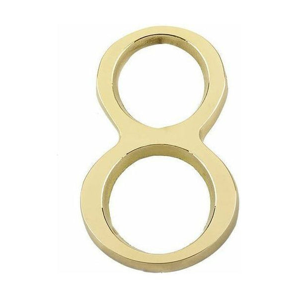 Jedo 60mm Polished Brass Pinfix Numeral 8" - JP-8 - Choice Handles