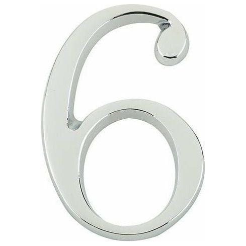 Jedo 60mm Polished Chrome Pinfix Numeral 6" - JPC-6 - Choice Handles