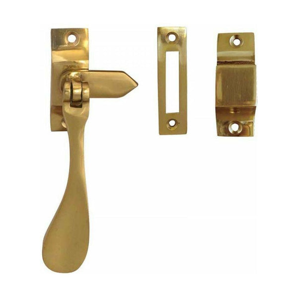 Frelan - Reversible Casement hook and Mortice Window Fastener - Polished Brass - JV45RPB - Choice Handles