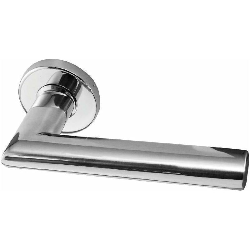 Frelan - Neptune Mitred Door Handles On Round Rose - Polished Stainless Steel - JPS406 - Choice Handles