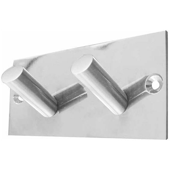 Frelan - Double Robe Hook On Backplate - Polished Stainless Steel - JPS901C - Choice Handles