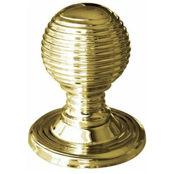 Frelan - Reeded 28mm Cupboard Knob - Polished Brass - JR23PB - Choice Handles