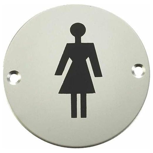 Frelan - Female Symbol Toilet WC Engraved Sign 76mm Dia - Satin Anodized Aluminium - JS103SAA - Choice Handles