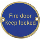 Frelan - Fire Door Keep Locked Sign 76mm dia - Polished Brass - JS101PB - Choice Handles