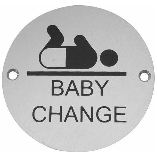 Frelan - Baby Change Symbol Toilet WC Engraved Sign 76mm Dia - Satin Anodized Aluminium - JS107SAA - Choice Handles
