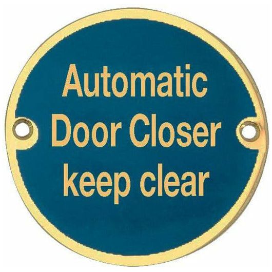 Frelan - Automatic Door Closer Keep Clear 76mm dia - Polished Brass - JS111PB - Choice Handles