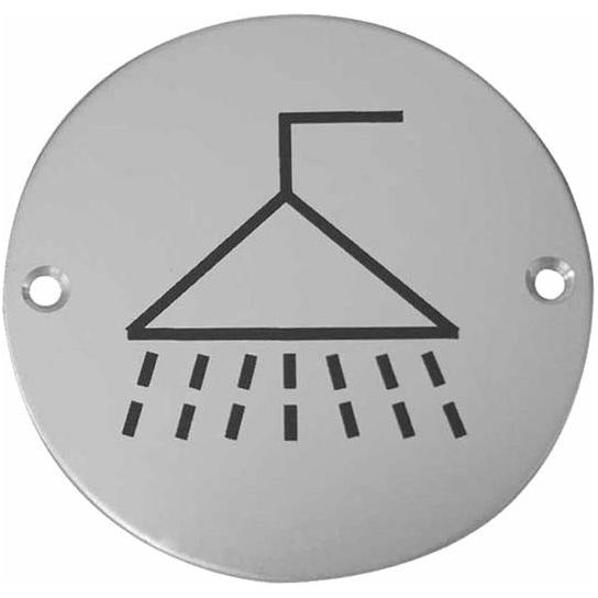 Frelan - Shower Symbol Toilet WC Engraved Sign 76mm Dia - Satin Anodized Aluminum - JS106SAA - Choice Handles