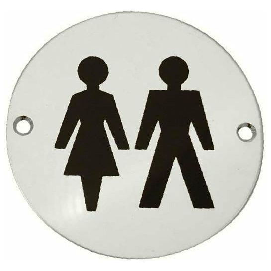 Frelan - Unisex Symbol Toilet WC Engraved Sign 76mm Dia - Satin Anodized Aluminum - JS105SAA - Choice Handles