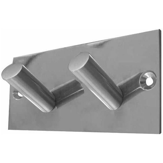 Frelan - Double Robe Hook On Backplate - Satin Stainless Steel - JSS901C - Choice Handles