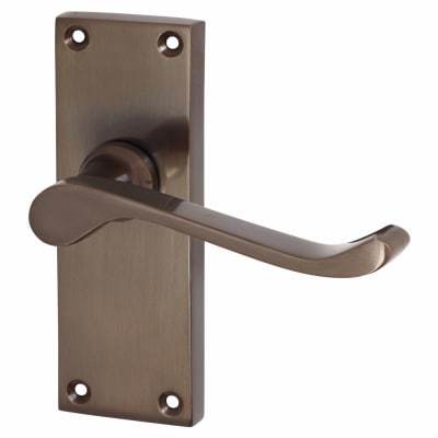 Frelan - Scroll Door Handles On Short Backplate - Latch - Dark Bronze - JV11DB - Choice Handles