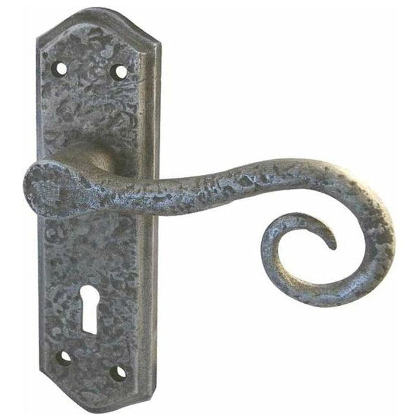 Frelan - Royal Door Handles On Backplate - Lever Lock - Pewter - PEW400 - Choice Handles