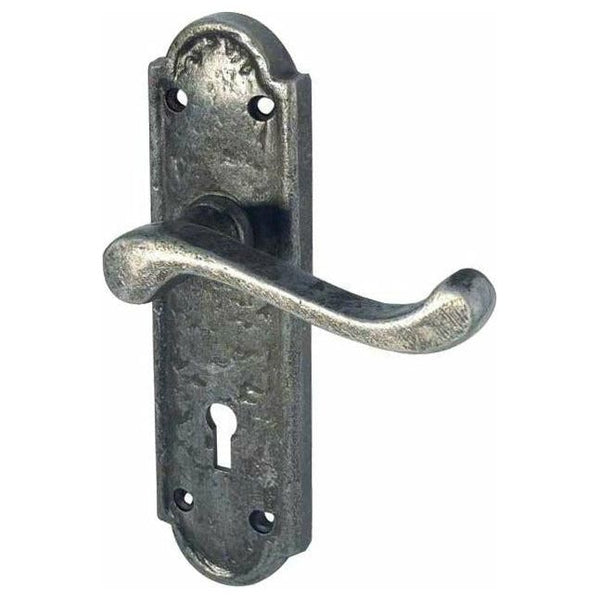 Frelan - Turnberry Door Handles On Backplate - Lever Lock - Pewter - PEW300 - Choice Handles