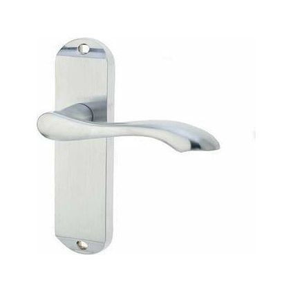 Frelan - Broadway Door Handles On Backplate - Latch  - Satin Chrome - JV921SC - Choice Handles