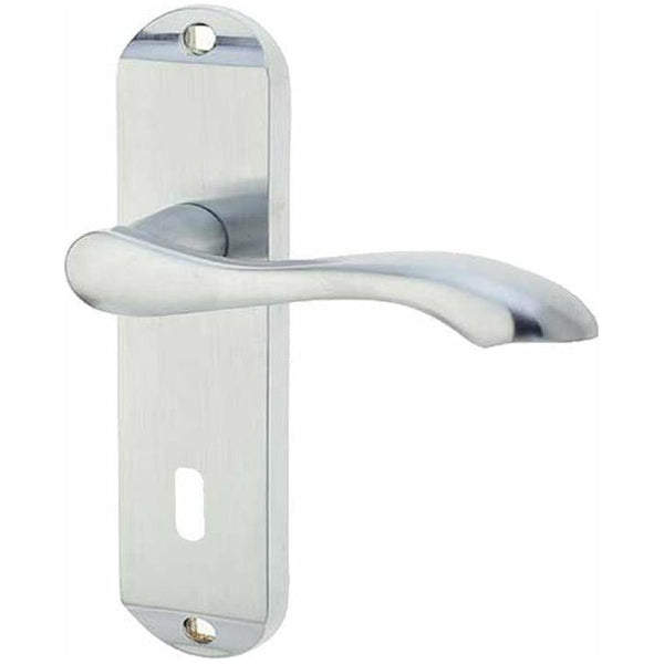 Frelan - Broadway Door Handles On Backplate - Lever Lock - Satin Chrome - JV920SC - Choice Handles