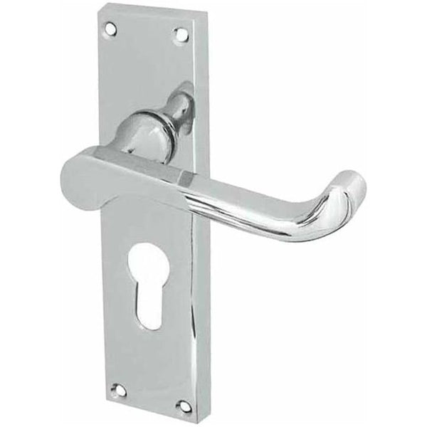 Frelan - Scroll Door Handles On Backplate - Euro Profile - Polished Chrome - JV10EPC - Choice Handles