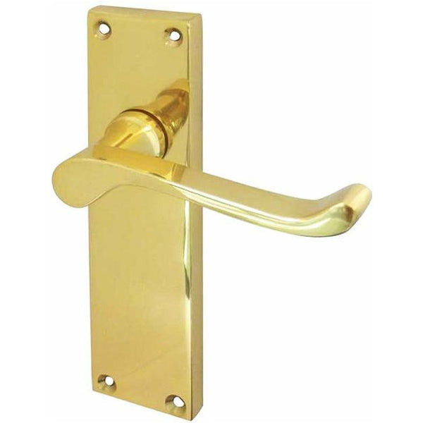 Frelan - Scroll Door Handles On Backplate - Latch - Polished Brass - JV11LPB - Choice Handles