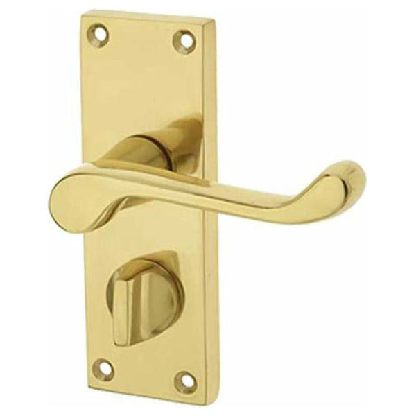 Frelan - Scroll Door Handles On Backplate - Bathroom Privacy - Polished Brass - JV11PRPB - Choice Handles