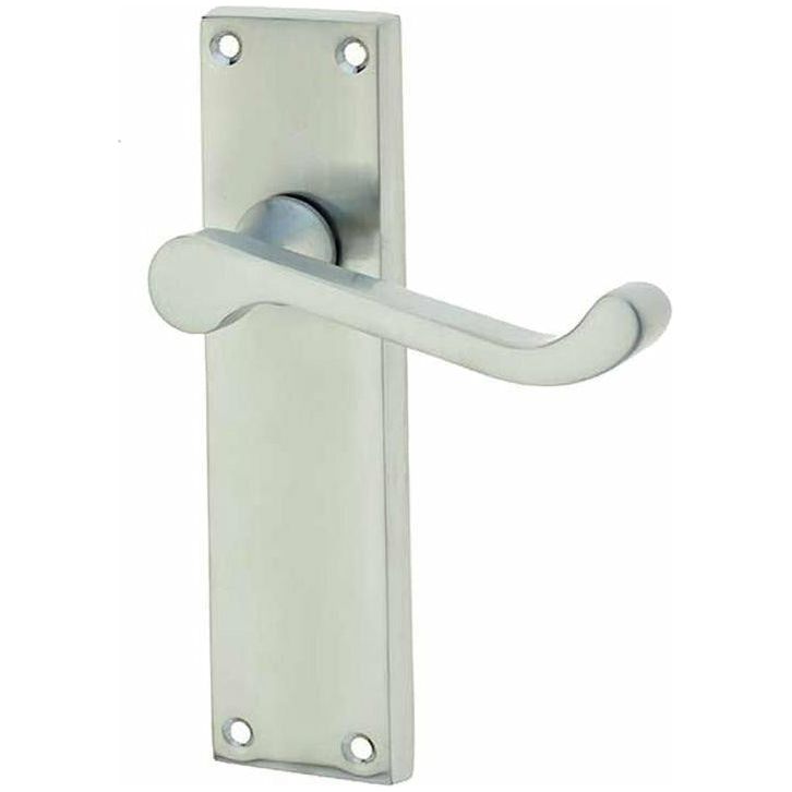 Frelan - Scroll Door Handles On Backplate - Latch - Satin Chrome - JV11LSC - Choice Handles