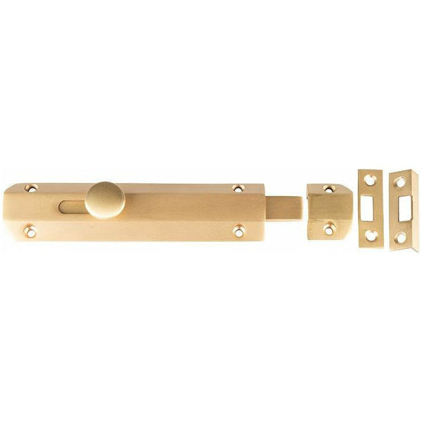 Frelan - Surface Bolt 150mm - Satin Brass - JV168SB - Choice Handles