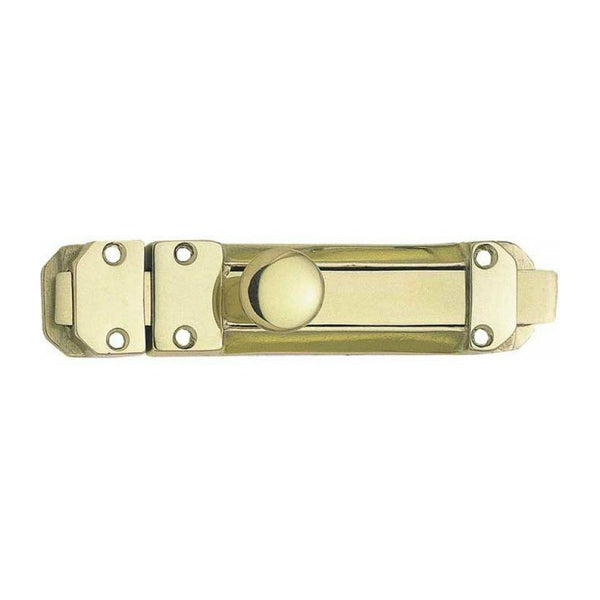 Frelan - Heavy Surface Door Bolt 100mm - Polished Brass - JV179PB - Choice Handles