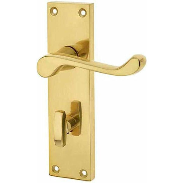 Frelan - Scroll Door Handles On Backplate - Bathroom - Polished Brass - JV10BPB - Choice Handles