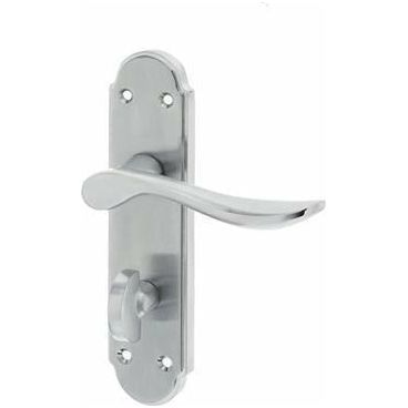 Frelan - Henley Door Handles On Backplate - Bathroom - Satin Chrome - JV193SC - Choice Handles