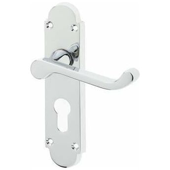 Frelan - Epsom Door Handles On Backplate - Euro Profile - Polished Chrome - JV250EPC - Choice Handles