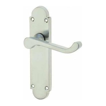 Frelan - Epsom Door Handles On Backplate - Latch - Satin Chrome - JV251SC - Choice Handles