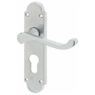 Frelan - Epsom Door Handles On Backplate - Euro Profile - Satin Chrome - JV250ESC - Choice Handles