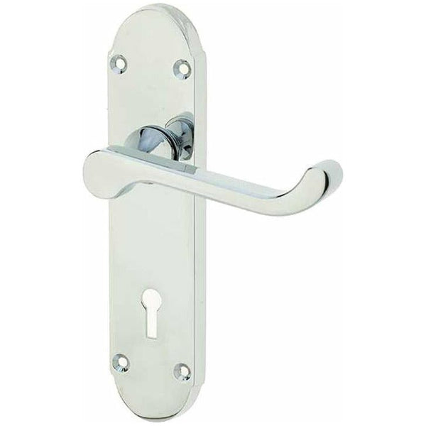 Frelan - Epsom Door Handles On Backplate - Lever Lock - Satin Chrome - JV250SC - Choice Handles
